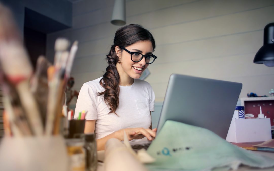 woman working on laptop